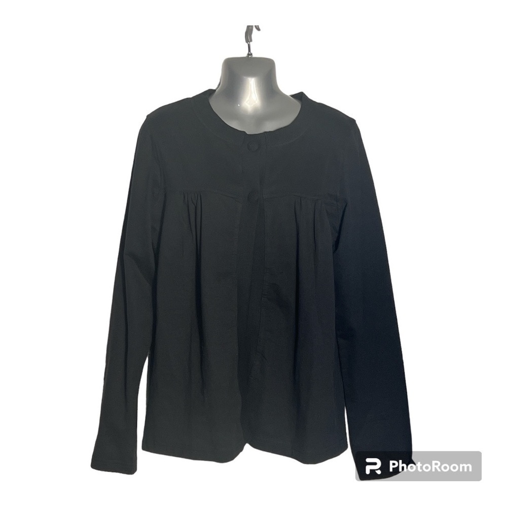 Cotton Ginny Top Button Cardigan, Black, Large